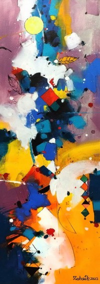 Zohaib Rind, 12 x 36 Inch, Acrylic on Canvas, Abstract Painting, AC-ZR-165